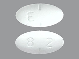 This is a Tablet imprinted with E on the front, 8 2 on the back.