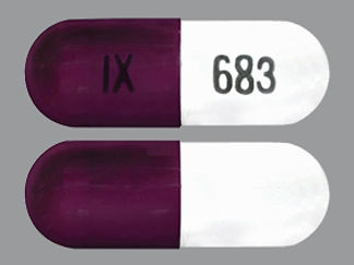 This is a Capsule Er Biphasic 50-50 imprinted with IX on the front, 683 on the back.