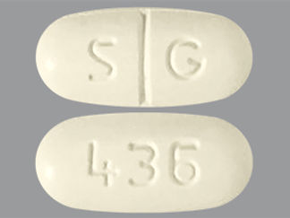 This is a Tablet imprinted with S G on the front, 436 on the back.