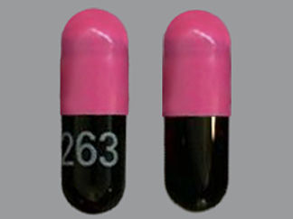 This is a Capsule Dr imprinted with 263 on the front, nothing on the back.