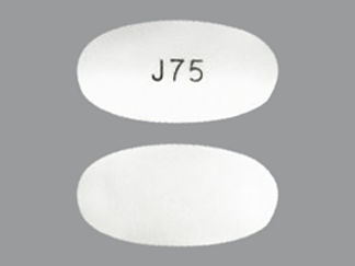 This is a Tablet imprinted with J 75 on the front, nothing on the back.