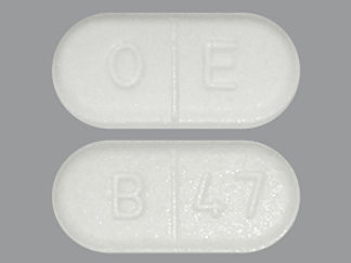 This is a Tablet imprinted with O E on the front, B 47 on the back.