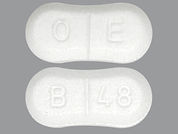 Levamlodipine Maleate: This is a Tablet imprinted with O E on the front, B 48 on the back.