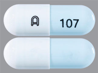 This is a Capsule Er 24hr imprinted with logo on the front, 107 on the back.