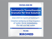 Fosfomycin Tromethamine: Esto es un Paquete imprimido con nada en la parte delantera, nada en la parte posterior, y es fabricado por None.
