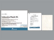 Lidocaine: Esto es un Parche Adhesivo Medicado blanco rectangular imprimido con logo and amneal LIDOCAINE PATCH 5% en la parte delantera, nada en la parte posterior, y es fabricado por AMNEAL PHARMACE.