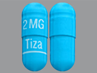 This is a Capsule imprinted with 2MG on the front, Tiza on the back.