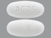 Etravirine: This is a Tablet imprinted with AC75 on the front, nothing on the back.