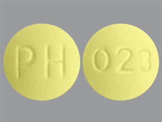 This is a Tablet Dr imprinted with PH on the front, 023 on the back.