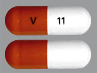 This is a Capsule Er 24 Hr imprinted with V on the front, 11 on the back.