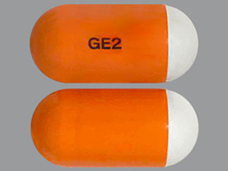 This is a Capsule Er 24hr Degradable imprinted with GE2 on the front, nothing on the back.