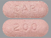 Carbamazepine: This is a Tablet imprinted with CAR on the front, 200 on the back.