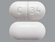 Captopril: This is a white oblong Tablet imprinted with C 34 on the front, nothing on the back, and is manufactured by CAMBER PHARMACE.