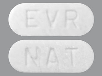 This is a Tablet imprinted with EVR on the front, NAT on the back.