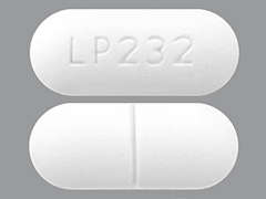 Esto es un Tableta blanco oblongo imprimido con LP 232 en la parte delantera, nada en la parte posterior, y es fabricado por LEADING PHARMA.