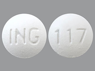 This is a Tablet imprinted with ING on the front, 117 on the back.