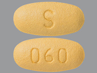 This is a Tablet imprinted with 060 on the front, S on the back.