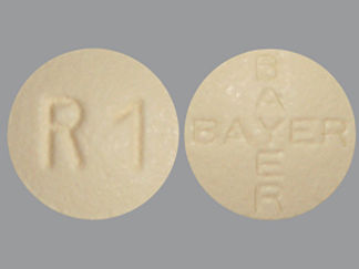 This is a Tablet imprinted with 1 R on the front, BAYER BAYER on the back.