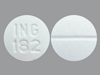 This is a Tablet imprinted with ING  182 on the front, nothing on the back.