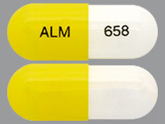 This is a Capsule Er 24 Hr imprinted with ALM on the front, 658 on the back.