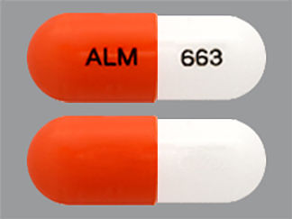 This is a Capsule Er 24 Hr imprinted with ALM on the front, 663 on the back.