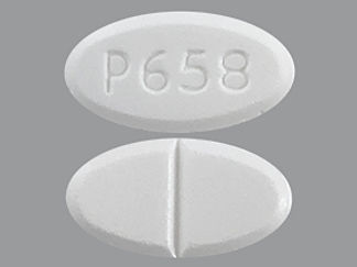 This is a Tablet imprinted with P658 on the front, nothing on the back.