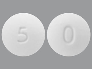 This is a Tablet Oral Only imprinted with 5 on the front, O on the back.