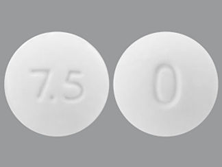 This is a Tablet Oral Only imprinted with 7.5 on the front, O on the back.