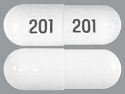 Quinine Sulfate: This is a Capsule imprinted with 201 on the front, 201 on the back.