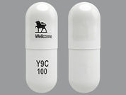 Retrovir: This is a Capsule imprinted with logo  Wellcome on the front, Y9C  100 on the back.