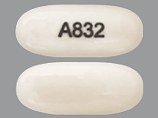 This is a Capsule imprinted with A832 on the front, nothing on the back.