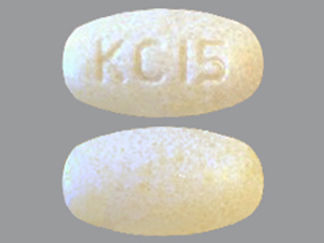 This is a Tablet Er imprinted with KC 15 on the front, nothing on the back.