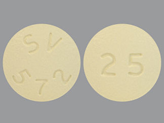 This is a Tablet imprinted with SV  572 on the front, 25 on the back.