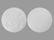 Tamoxifen Citrate: This is a Tablet imprinted with MYX 643 on the front, nothing on the back.
