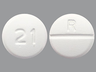 This is a Tablet imprinted with 21 on the front, R on the back.
