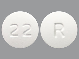 This is a Tablet imprinted with 22 on the front, R on the back.
