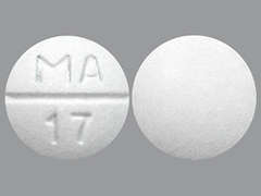 Esto es un Tableta blanco redondo imprimido con MA 17 en la parte delantera, nada en la parte posterior, y es fabricado por NOVADOZ PHARMAC.