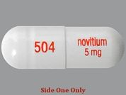 Selegiline Hcl: Esto es un Cápsula imprimido con 504 en la parte delantera, novitium  5mg en la parte posterior, y es fabricado por None.