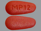 Pregabalin Er: This is a brown almond Tablet Er 24 Hr imprinted with MP 12 on the front, nothing on the back, and is manufactured by NOVADOZ PHARMAC.