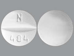 This is a white round Tablet imprinted with N  484 on the front, nothing on the back, and is manufactured by MARLEX PHARM..
