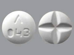 Esto es un Tableta blanco redondo imprimido con logo and 043 en la parte delantera, nada en la parte posterior, y es fabricado por ADVAGEN PHARMA.