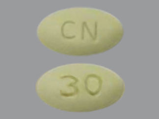 This is a Tablet imprinted with 30 on the front, CN on the back.