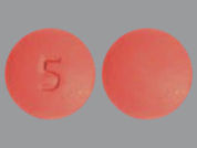 Rosuvastatin-Ezetimibe: This is a Tablet imprinted with 5 on the front, nothing on the back.