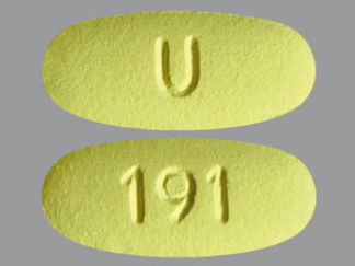 This is a Tablet imprinted with U on the front, 191 on the back.