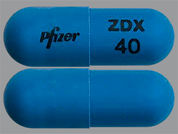Geodon: This is a Capsule imprinted with Pfizer on the front, ZDX  40 on the back.