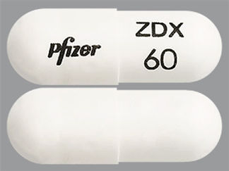 This is a Capsule imprinted with Pfizer on the front, ZDX  60 on the back.