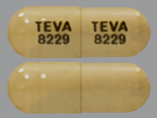 Esto es un Cápsula imprimido con TEVA  8229 en la parte delantera, TEVA  8229 en la parte posterior, y es fabricado por None.