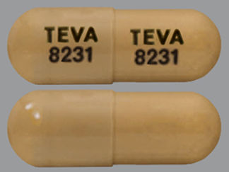 This is a Capsule imprinted with TEVA  8231 on the front, TEVA  8231 on the back.
