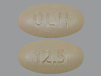 This is a Tablet imprinted with OLH on the front, 12.5 on the back.