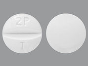 Pyrimethamine: This is a Tablet imprinted with 2P  T on the front, nothing on the back.